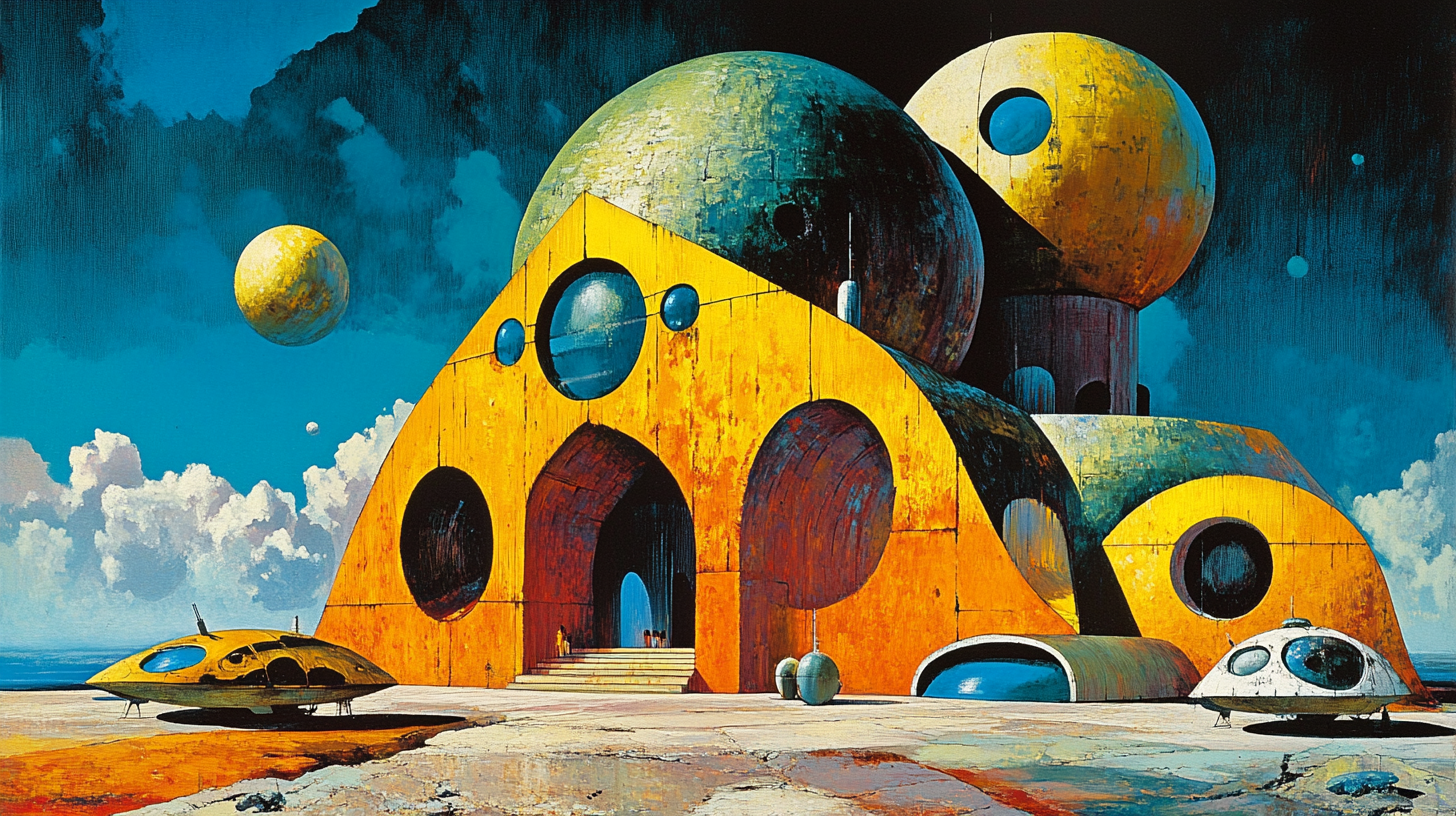 Futuristic domed structure on an alien world, representing the Foundation’s outpost of knowledge.