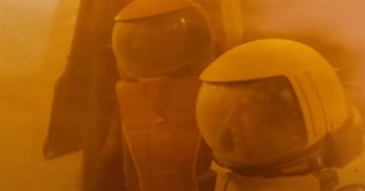 Chekov and Terrell exploring the dust-covered surface of Ceti Alpha V in "Star Trek II: The Wrath of Khan"