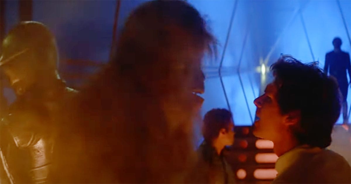 Chewbacca and Han Solo together in the carbon freezing chamber in "The Empire Strikes Back" (1980)