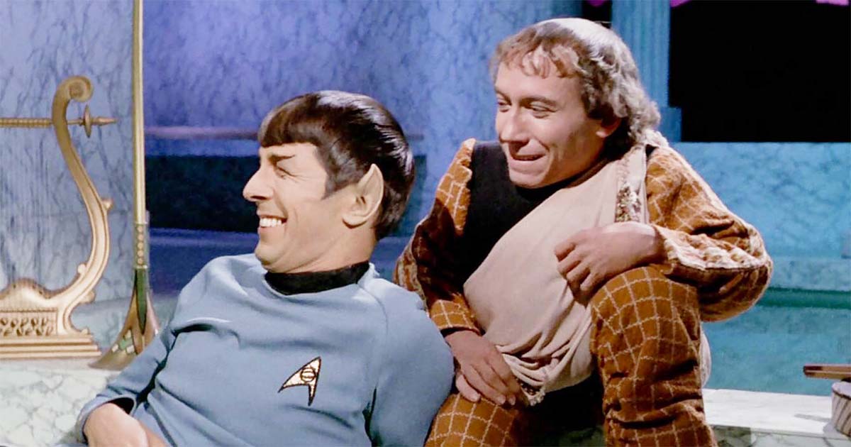 A screen capture showing a laughing Spock.