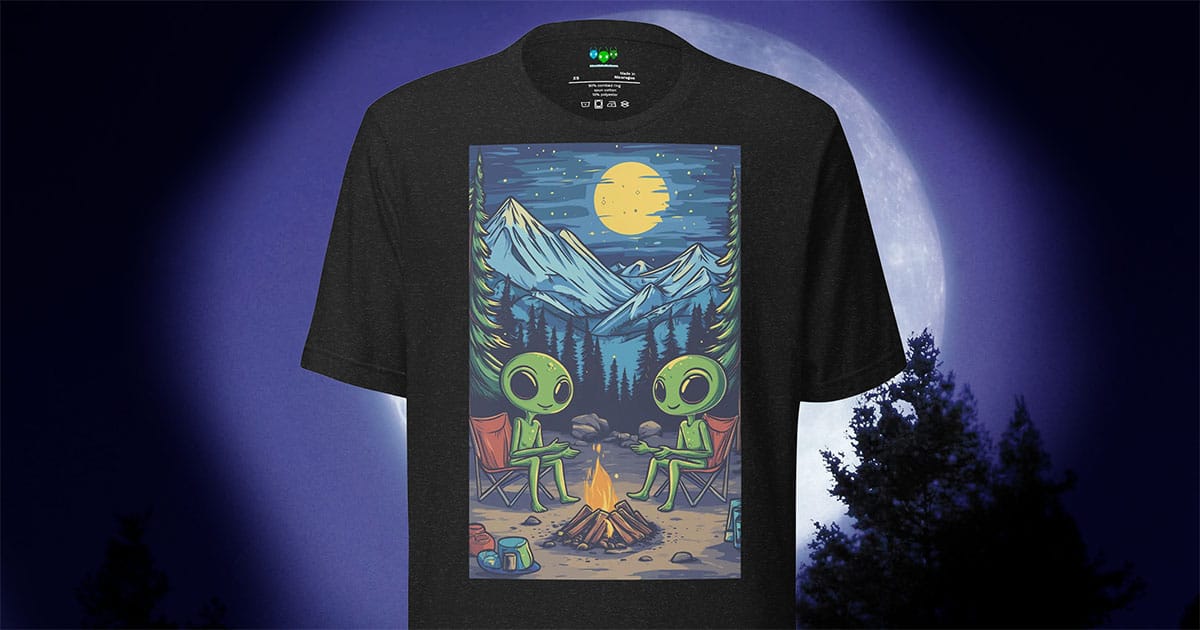 An image of two aliens camping out.