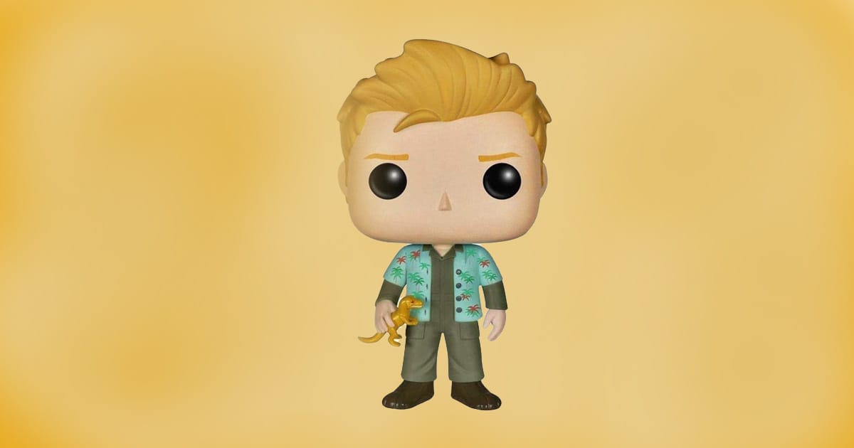 Firefly Hoban Washburne Funko Pop vinyl figure in Hawaiian shirt holding dinosaur toy.