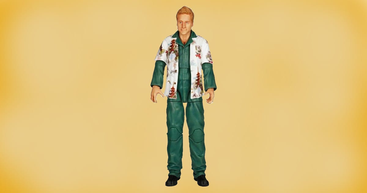 Firefly Hoban Washburne action figure wearing Hawaiian shirt and green flight suit.