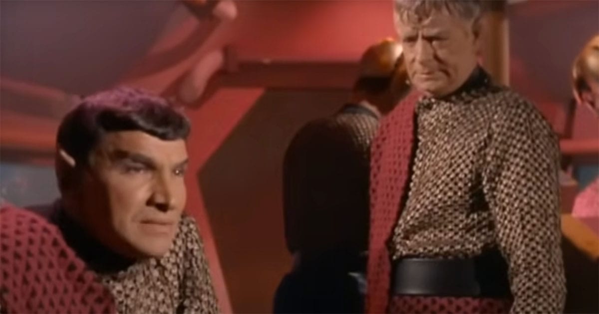 Romulan crew members aboard their ship in the Star Trek episode Balance of Terror.