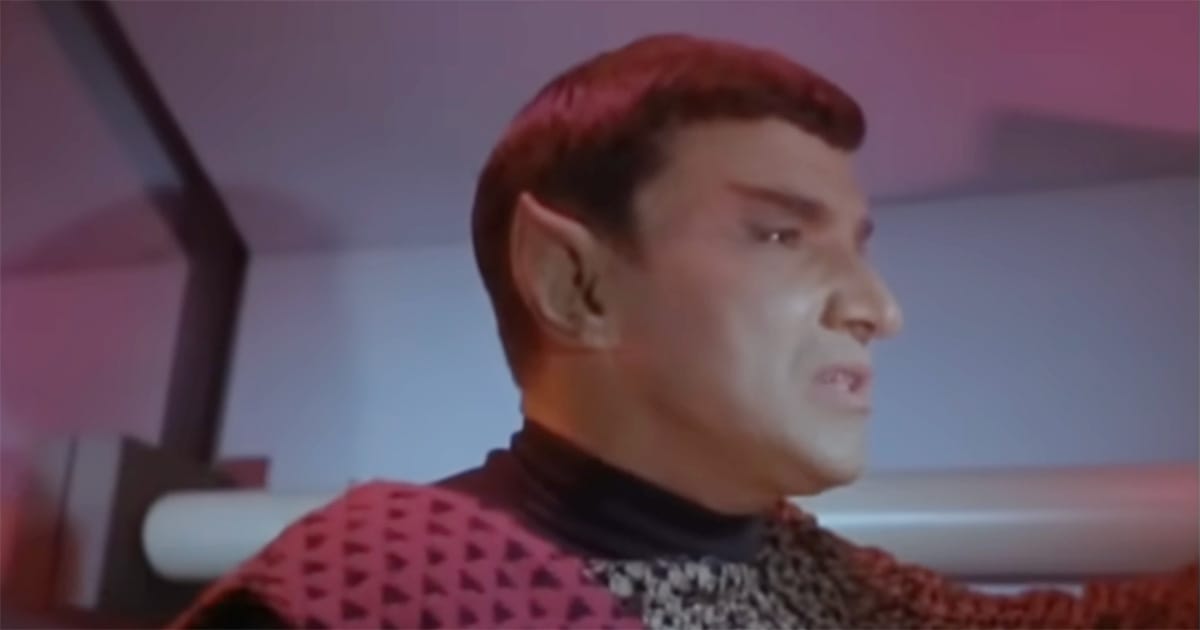 Mark Lenard as the Romulan commander in the Star Trek episode 'Balance of Terror' from 1966.