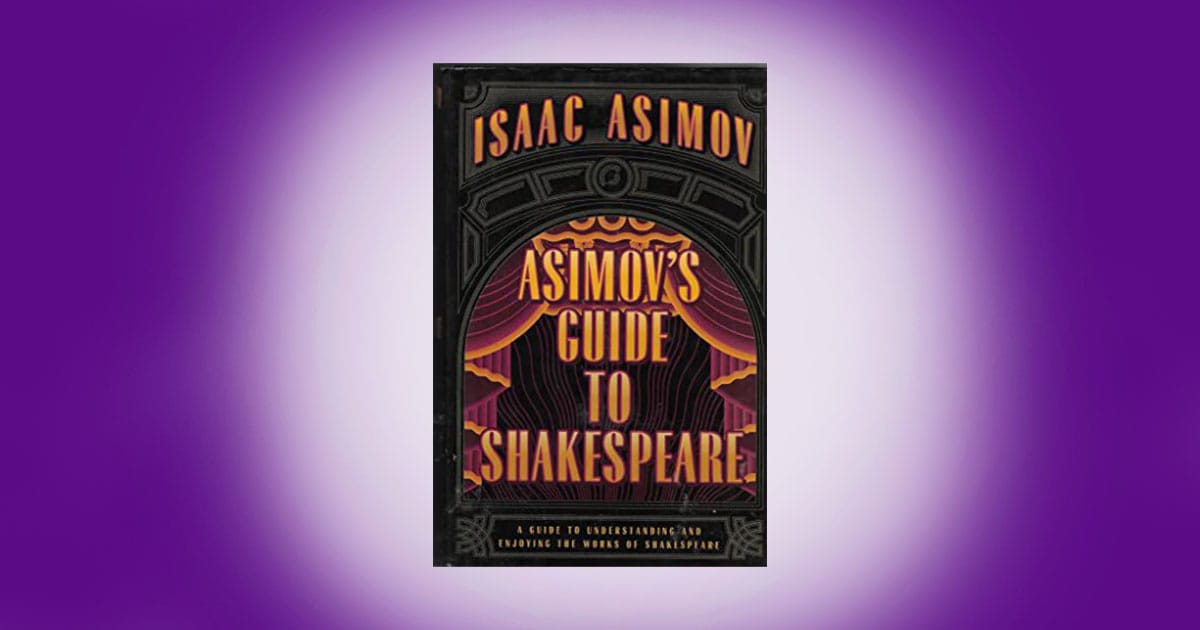 Book cover of Isaac Asimov Guide to Shakespeare with bold lettering and theatrical design.