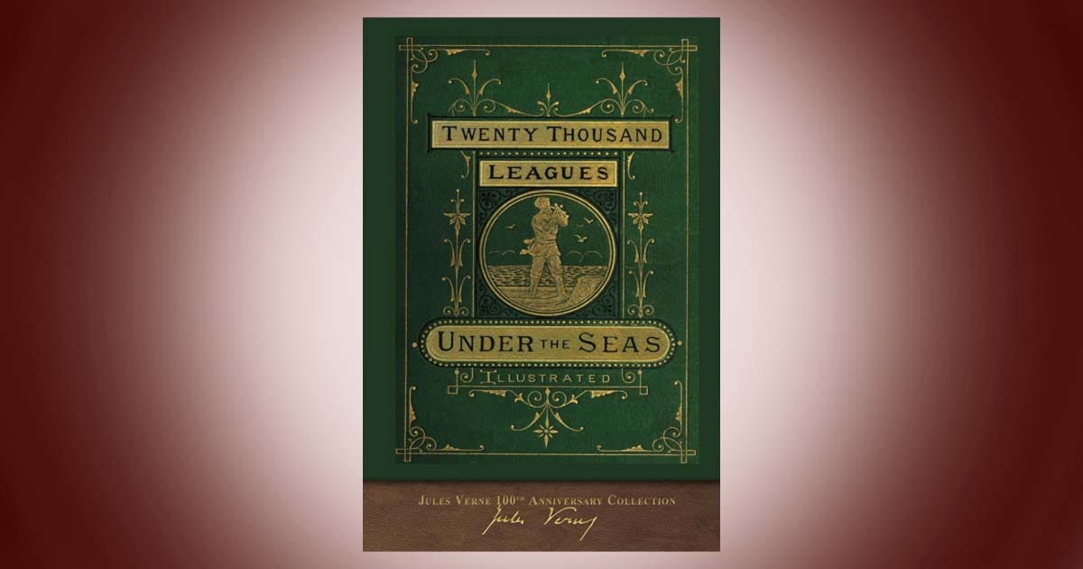 Cover of Twenty Thousand Leagues Under the Seas by Jules Verne 100th Anniversary Collection classic science fiction adventure novel with green and gold design.