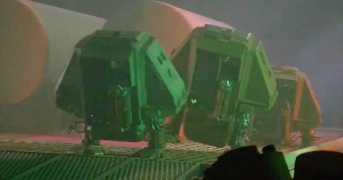 Three service drones stand together on the spacecraft deck in Silent Running from 1972.