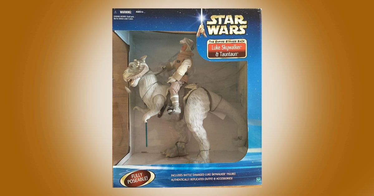 Star Wars Luke Skywalker and Tauntaun deluxe action figure set from The Empire Strikes Back in original display box.