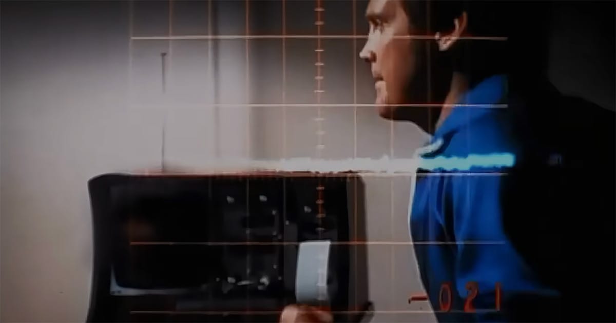 Steve Austin running at high speed using bionic abilities in The Six Million Dollar Man television series