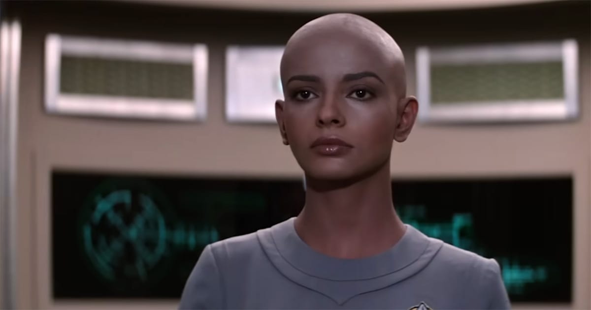 Ilia aboard the Enterprise in Star Trek The Motion Picture, representing the film’s focus on abstraction and philosophical inquiry.