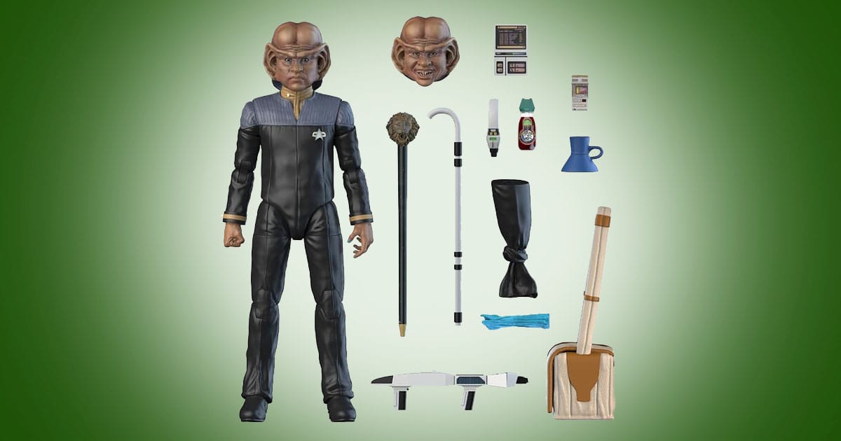 Ensign Nog Deep Space Nine action figure with alternate heads, Starfleet gear, and accessories representing his service during the Dominion War.