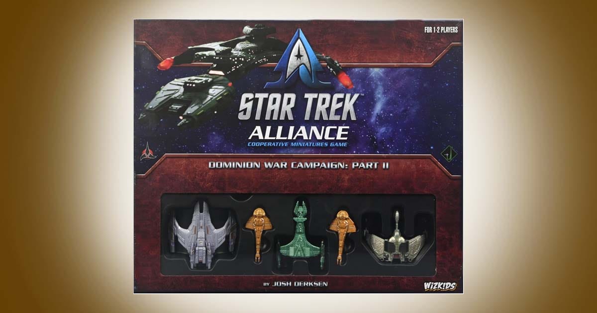 Star Trek Alliance Dominion War Campaign Part II box with miniature ships and components displayed.