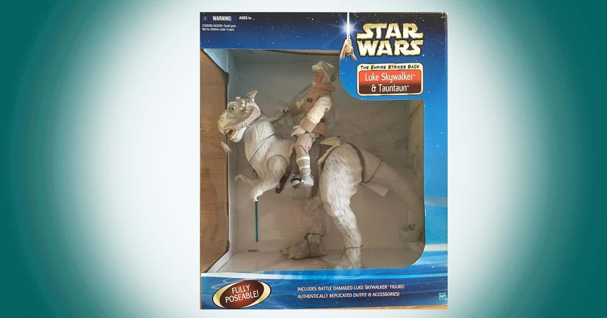 Star Wars Empire Strikes Back Luke Skywalker and Tauntaun deluxe action figure set in collector box.