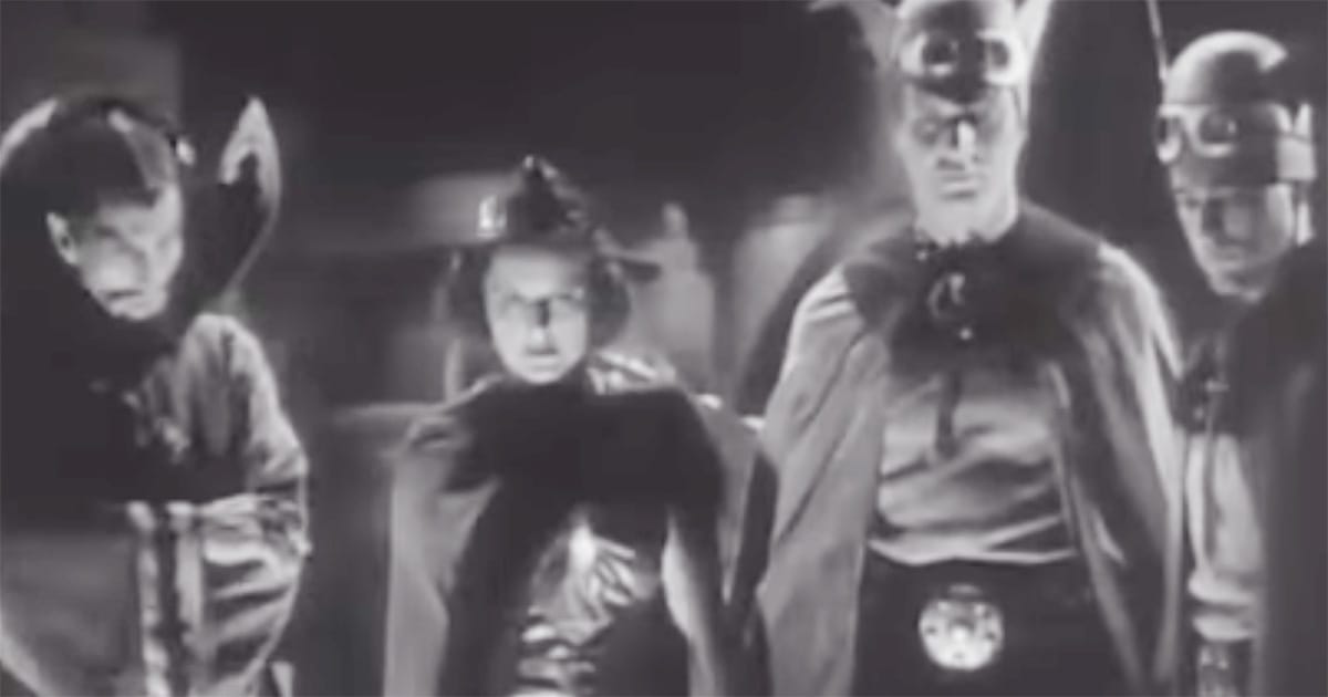 Characters threatened by a strange Martian transformation machine in the 1938 serial "Flash Gordon’s Trip to Mars."