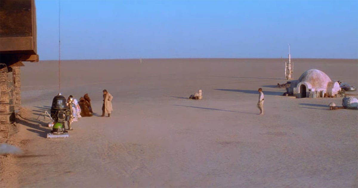 With little to conceal or complicate, the world of Tatooine reduces life to essentials, where character and direction stand plainly against the horizon.