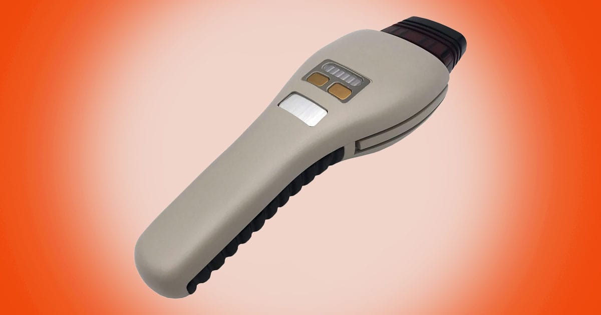 Star Trek The Next Generation Type 2 dust buster phaser prop replica with smooth futuristic design inspired by Starfleet sidearm