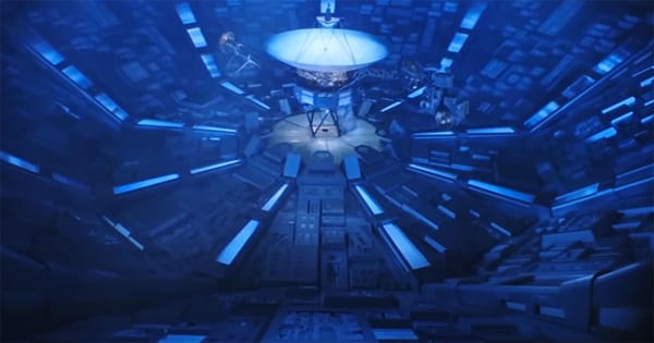 Voyager 6 encased within V’Ger’s glowing mechanical core from Star Trek The Motion Picture